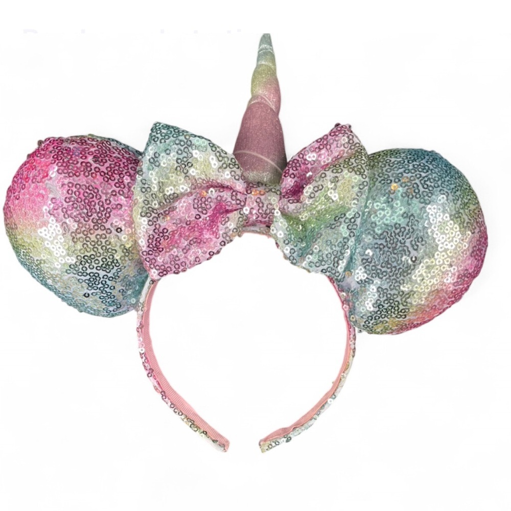 Disney World Disneyland Rainbow sequin unicorn Minnie Mouse Ears
